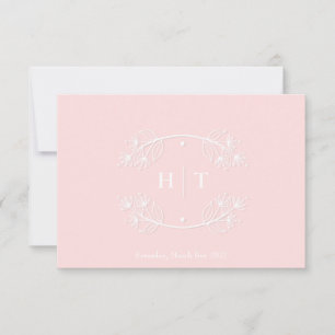 Bröllop Monogram Vapensköld rosa  tack för ditt ko Rådkort