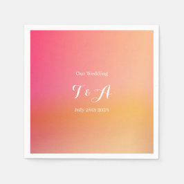 Bröllop Monogrammed Orange Ombre Pappersservett