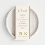 Bröllop-monogrammottagning eller Förlovning-middag Meny<br><div class="desc">Öka middagen för mottagning eller förlovning med vår Benvita och Guld Monogram Reception eller Förlovning Middag Menus, en perfekt blandning av elegans och personalisering. De här menyerna är utformade med stor noggrannhet för detaljer och ger dig en något sofistikerad upplevelse av matning. Den benvita bakgrunden, med skuggande accenter från guld,...</div>