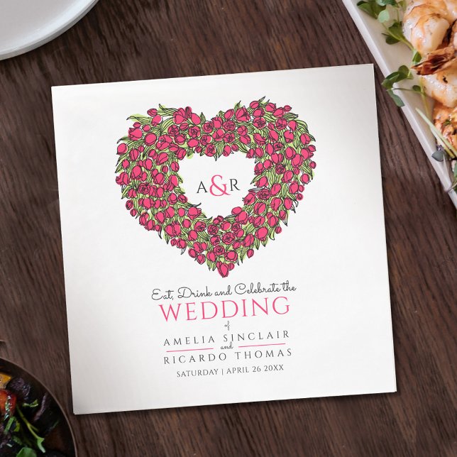 Bröllop monokulärt rödtulpanvatten utandning bläck pappersservett (Skapare uppladdad)