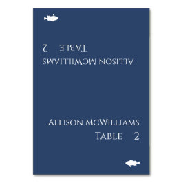 Bröllop Montera fiskekortsikon-Mörk blått och vit- Bordsnummer