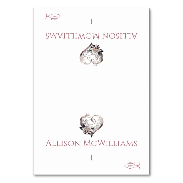 Bröllop Montera kort-Fikon-Rosa-hjärta Bordsnummer (Framsidan)