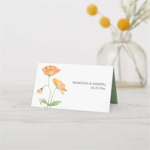 Bröllop Montera kort Orange Blommigt Vattenfärg