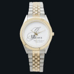 Bröllop Mor i Chicen Groom Gift Monogram Armbandsur<br><div class="desc">Brudens sida ger Bröllop Mor i Groom-gåvan Monogram och Personlig en enkel Chic för Elegant (..) Klicka på Anpassa den här mallen om du vill anpassa den med ditt första mongram, namn och bröllop-datum snabbt och enkelt. Bröllop Mor i Groom Gift Monogram Chic Watch är en del av samlingen för...</div>
