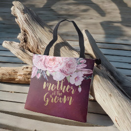 Bröllop Mor i Groom Blommigt Burgundy Red Tygkasse