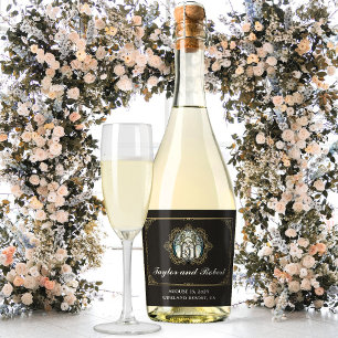 Bröllop mousserande Vin-etikett Art nouveau Nedflä