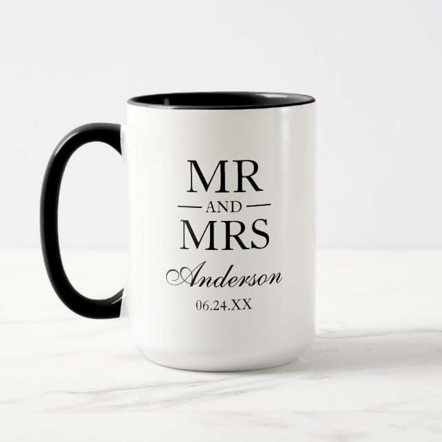 Bröllop Mr och Large Mugg BW (Vänster)