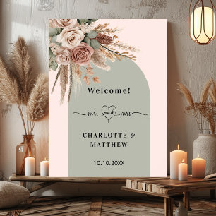 Bröllop mr rosa Arch sage grönt taupe Poster