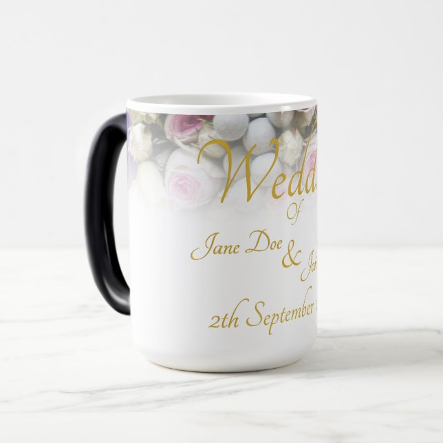 Bröllop Mugg - Brid med färgad bröllop bouquet (Framsida vänster)