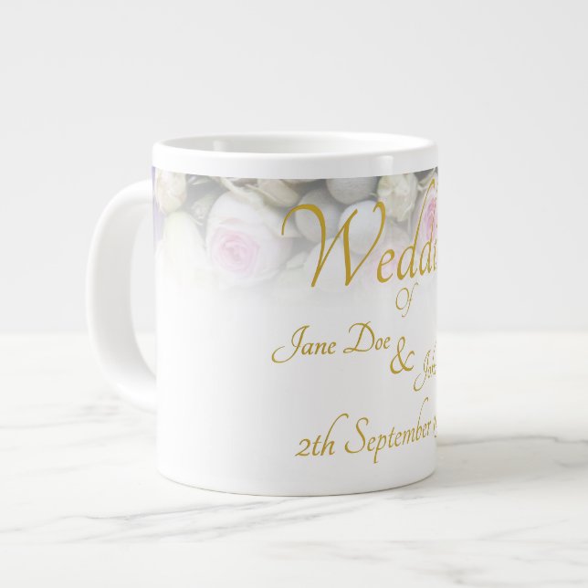 Bröllop Mugg - Brid med färgad bröllop bouquet Jumbo Mugg (Framsida vänster)
