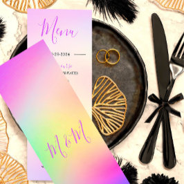 Bröllop Multi Färg Tie Dye Modern Monogram Menu Meny
