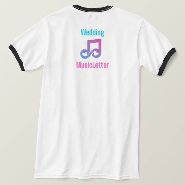 Bröllop MusicLetter Manar Black Ringer T-shirt (Design baksida)