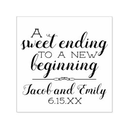 Bröllop Namn Datum: Söt slut på nystart Självfärgande Stämpel