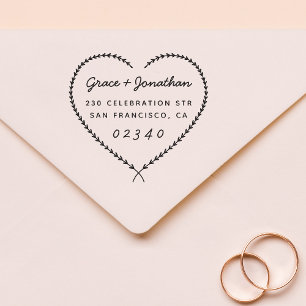 Bröllop Namn Hjärtkramper Returadress  Stämpel