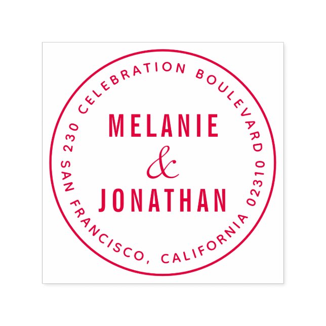 Bröllop Namn Skapar din egen Returadress i rundan Självfärgande Stämpel (Design)