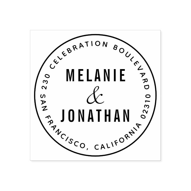 Bröllop Namn Skapar din egen Returadress i rundan Stämpel (Tryck)