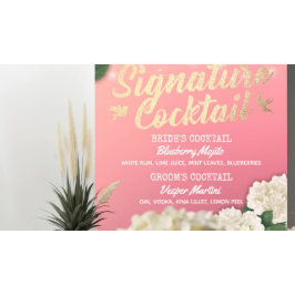 Bröllop Namnteckning Cocktail Drink Menu Hydrangea Poster