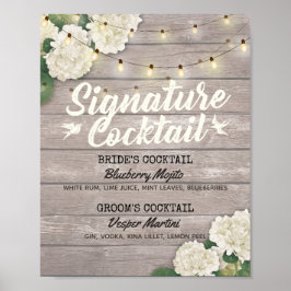 Bröllop Namnteckning Cocktail Drink Menu Wood Flow Poster