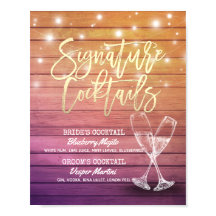 Bröllop Namnteckning Drink Menu Champagne Glass Wo