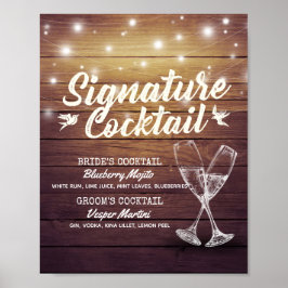 Bröllop Namnteckning Drink Menu Champagne Glass Wo Poster