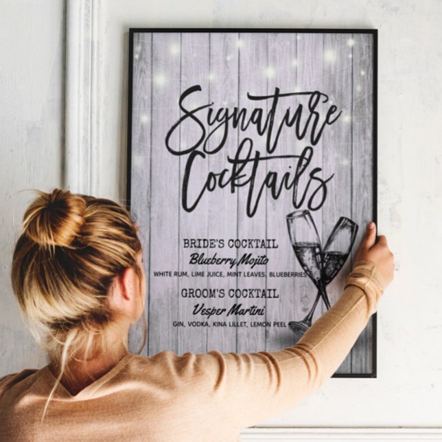 Bröllop Namnteckning Drink Menu Champagne Glass Wo Poster (Skapare uppladdad)