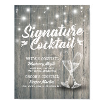 Bröllop Namnteckning Drink Menu Champagne Glass Wo