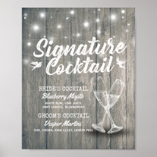 Bröllop Namnteckning Drink Menu Champagne Glass Wo Poster