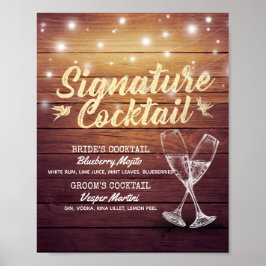 Bröllop Namnteckning Drink Menu Champagne Glass Wo Poster