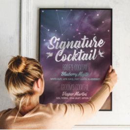Bröllop Namnteckning Drink Menu Galaxy Constellati Poster