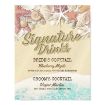 Bröllop Namnteckning Drink Menu Sommar Beach Starf