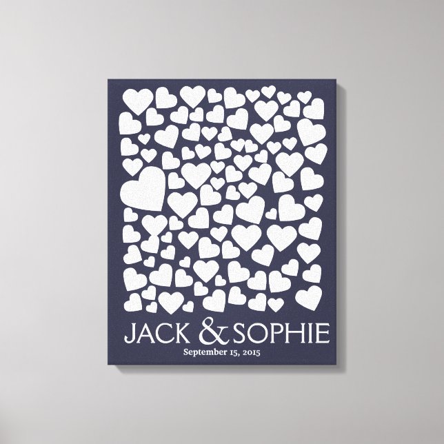 bröllop namnteckning gäst bok hjärta och välj färg canvastryck (Framsida)