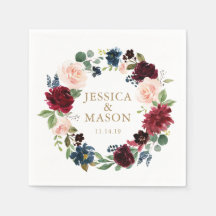 Bröllop Napkin Burgundy Cocktail Napkin