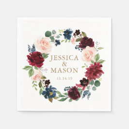 Bröllop Napkin Burgundy Cocktail Napkin Pappersservett