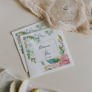 Bröllop Napkin, färgstark tropisk Blommigt Pappersservett
