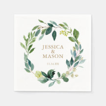 Bröllop Napkin Greenery Cocktail Napkin