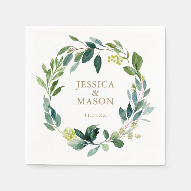 Bröllop Napkin Greenery Cocktail Napkin Pappersservett (Framsidan)