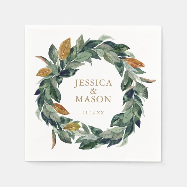 Bröllop Napkin Greenery Cocktail Napkin Pappersservett (Framsidan)
