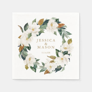 Bröllop Napkin Greenery Magnolia Napkin Pappersservett