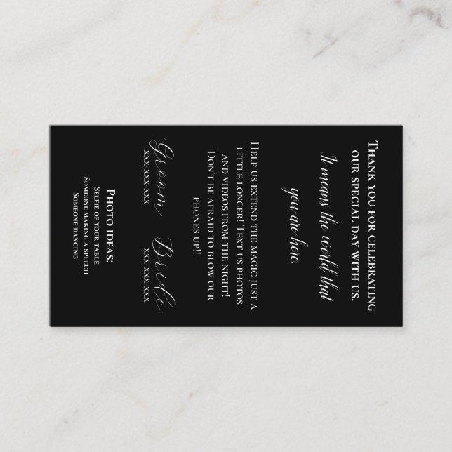 Bröllop Napkin Infoga tackkort Visitkort (Framsida)