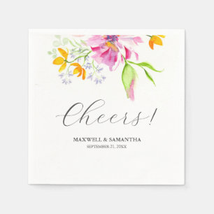 Bröllop Napkins Botaniska Rosa Blommigtar Pappersservett