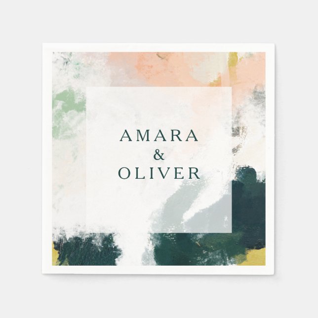 Bröllop Napkins i färglös Abstrakt Pappersservett (Framsidan)
