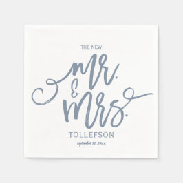 Bröllop Napkins | Penselskript (dammblå) Pappersservett