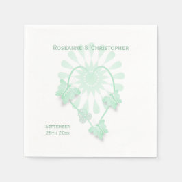 Bröllop Napkins Peppermint Butterflies Heart Pappersservett