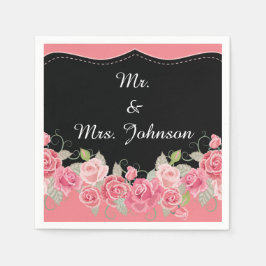 Bröllop napkins rosa blommigt pappersservett