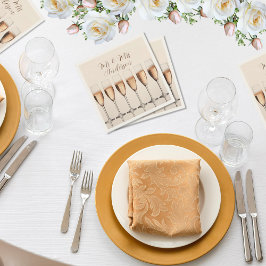 Bröllop Napkins Row of Rosa Champagne Glasses Pappersservett