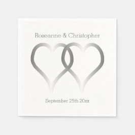 Bröllop Napkins Silver Hearts Pappersservett