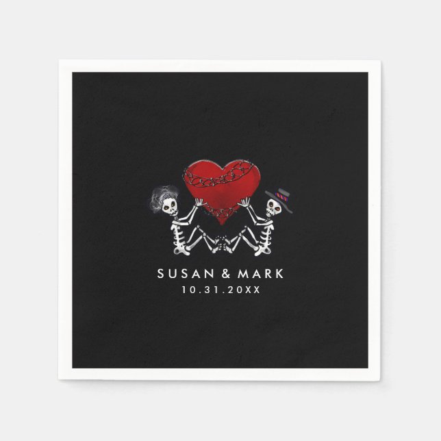 Bröllop Napkins - Skeletons med hjärta Pappersservett (Framsidan)