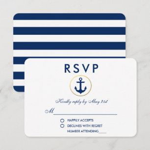 Bröllop Nautical Blue Anchor OSA Kort