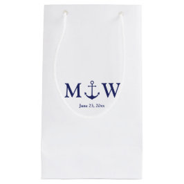 Bröllop nautiskt ankarfartyg, marinblått monogram