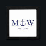 Bröllop nautiskt ankarfartyg, marinblått monogram minnesask<br><div class="desc">Bröllop nautiska ankarfartyg (blått och vitt) i monogrammet initialer Gift Box Minimalialist elegant Design Text anpassade text Kontrollera resten av samlingen för favörer,  presentpapper,  märkre,  klistermärken,  sälar,  etiketter,  party-förråd,  presentsäckar,  presentkort,  kort osv. underbar för havsstranden stil Bröllop vid havskusten</div>